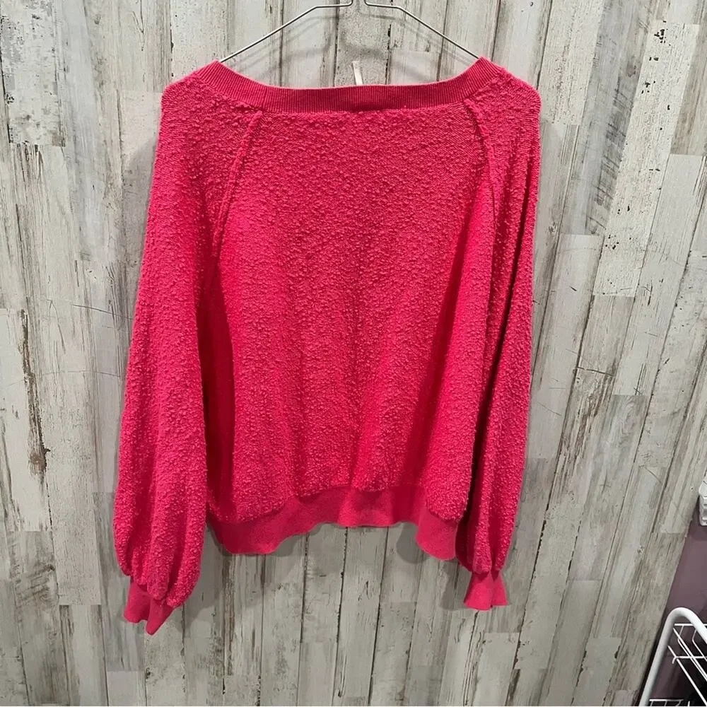Free People Found My Friend Popcorn Sweater In Rock Candy Pink Womens Medium